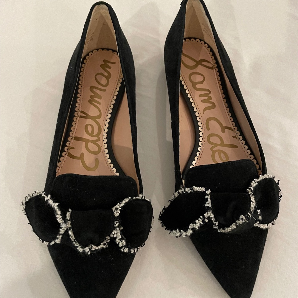 Sam Edelman black tweed embellished flats